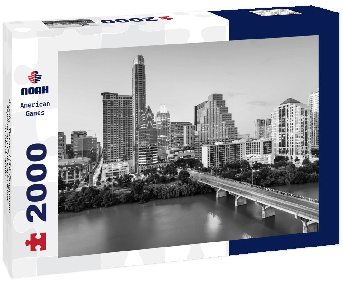 Austin, Texas, USA Downtown Skyline am Colorado River 2000pc PuzzleBlack and White