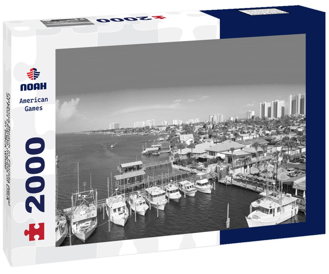 Daytona Beach in Florida aerial at Port Orange marina of USA 2000pc PuzzleBlack and White