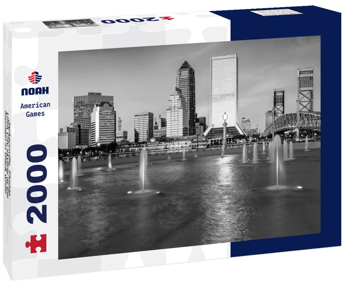 Jacksonville, Florida, USA City skyline at the fountain 2000pc PuzzleBlack and White