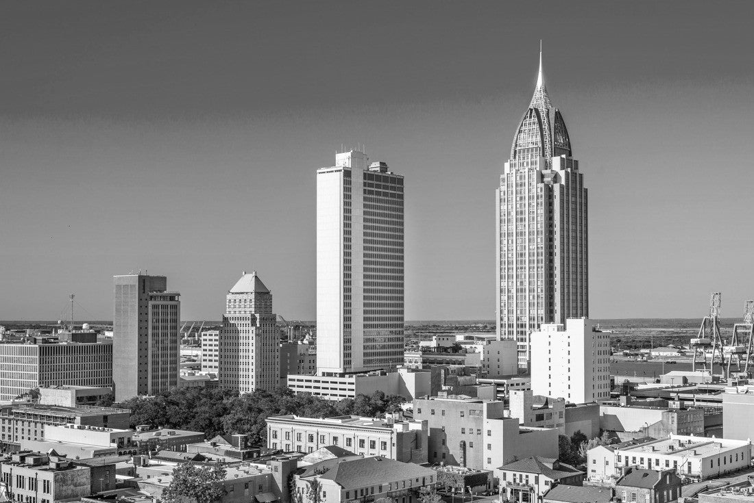 Mobile, Alabama, USA Downtown Skyline 2000pc PuzzleBlack and White