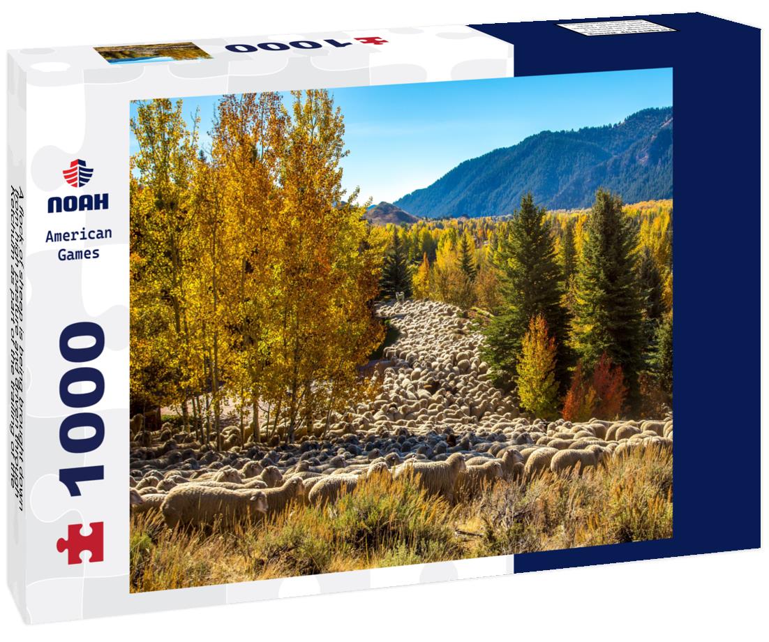 Noah Jigsaw Puzzle A flock of sheep is being brought down from high pasture and driven through Ketchum as part of the trailing of the sheep festival in Hailey, Idaho 1000 Pieces