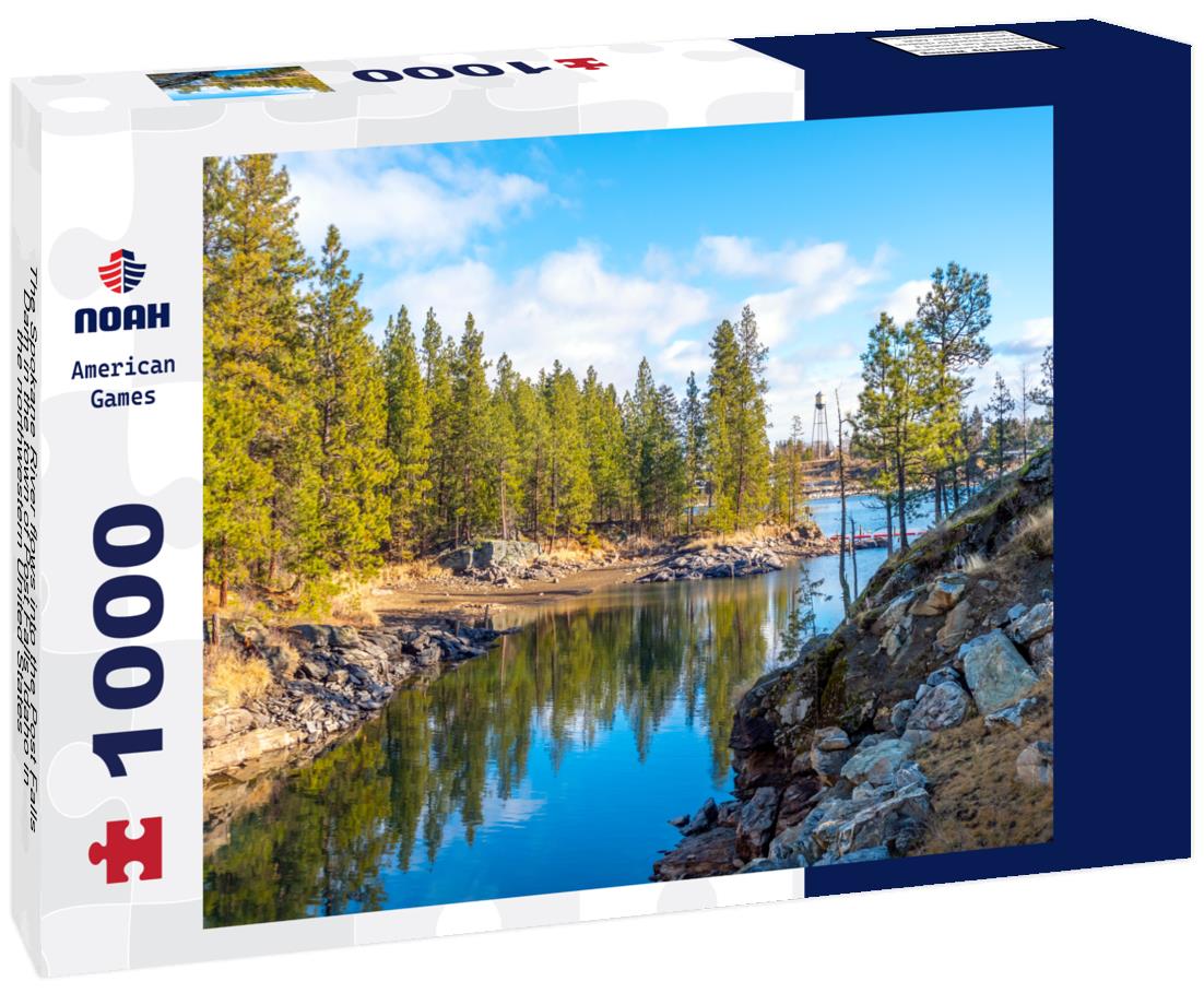 The Spokane River flows into the Post Falls Dam in the town of Post Falls Idaho in the northwestern United States 1000pc Puzzle