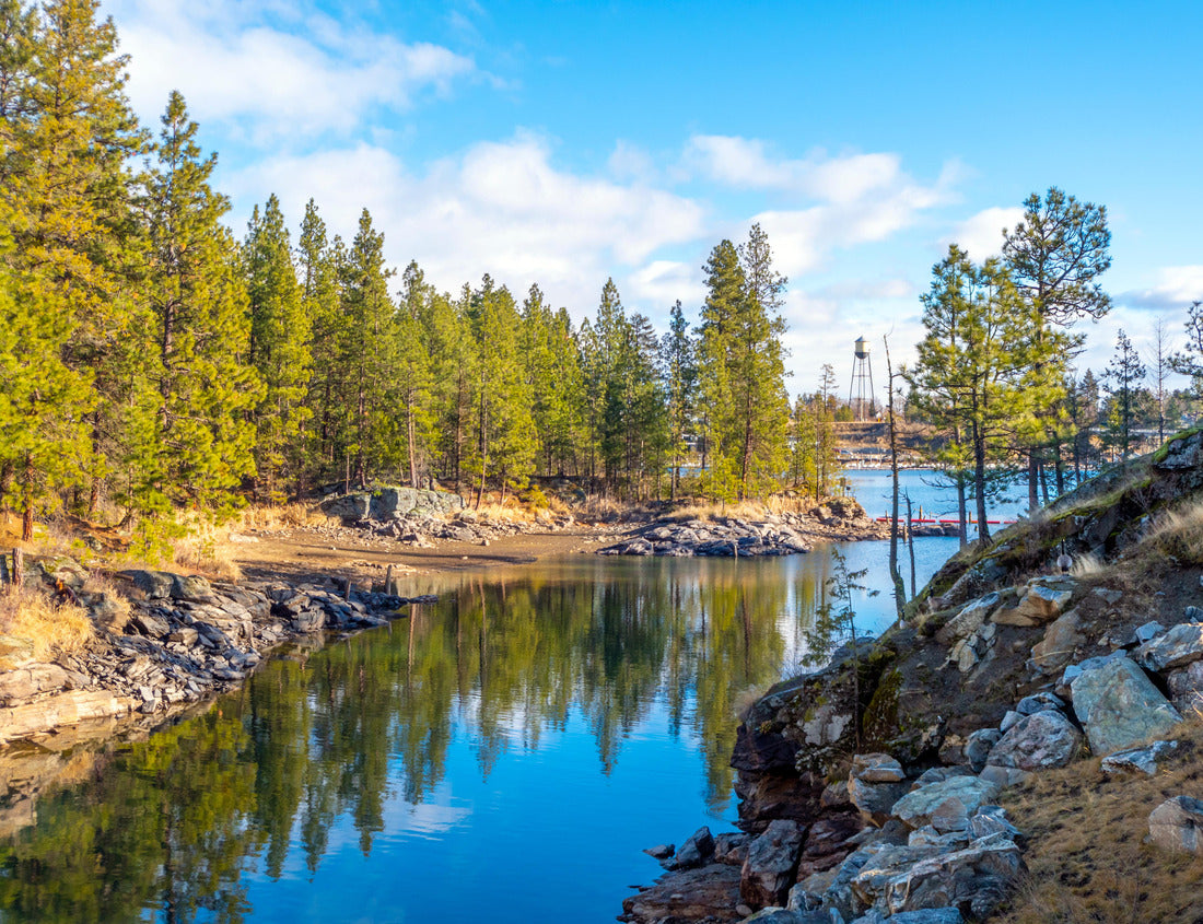 The Spokane River flows into the Post Falls Dam in the town of Post Falls Idaho in the northwestern United States 1000pc Puzzle
