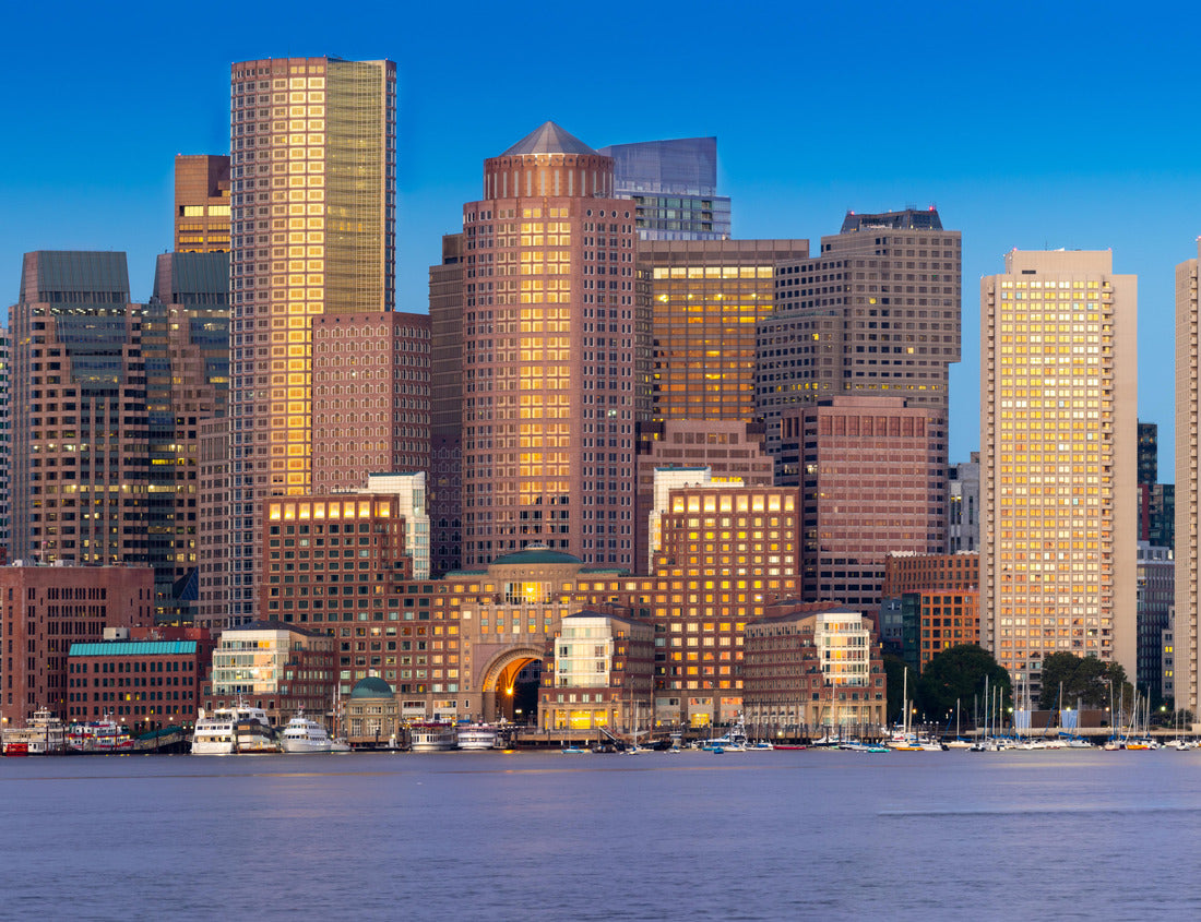 Noah Jigsaw Puzzle Boston skyline panorama at dawn with sailboat in the foreground and blue sky 1000 Pieces