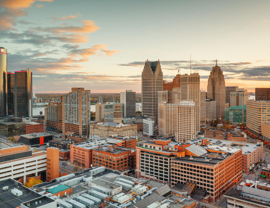 Noah Jigsaw Puzzle Detroit, Michigan, USA Downtown skyline from above at dusk 1000 Pieces