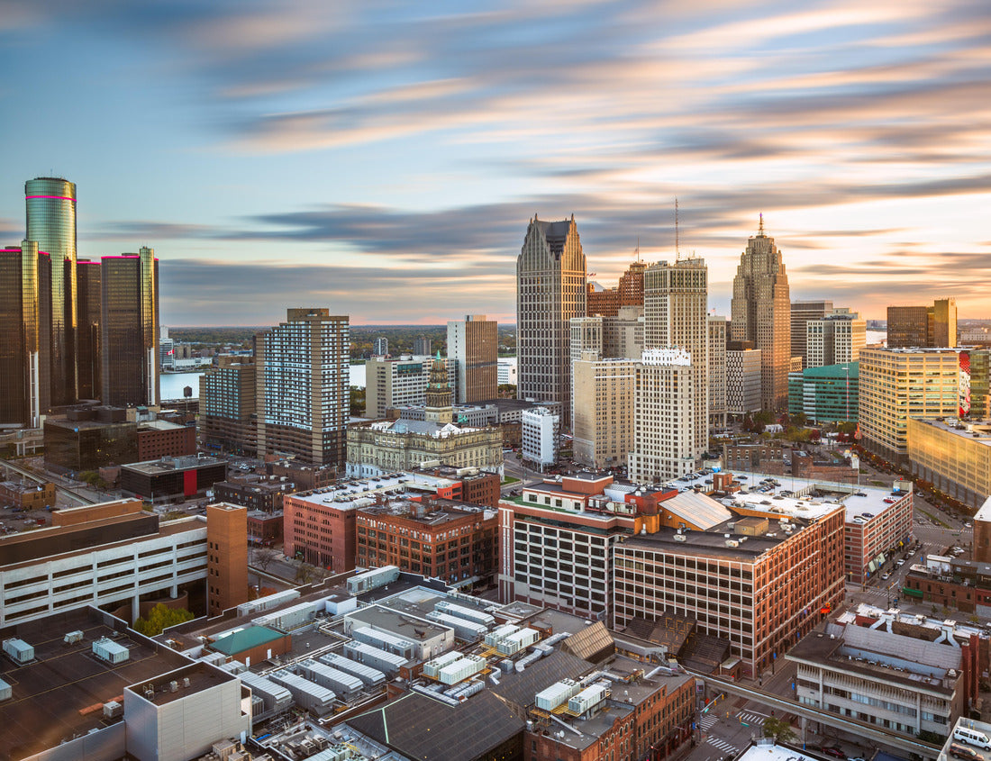 Noah Jigsaw Puzzle Detroit, Michigan, USA Downtown skyline from above at dawn 1000 Pieces
