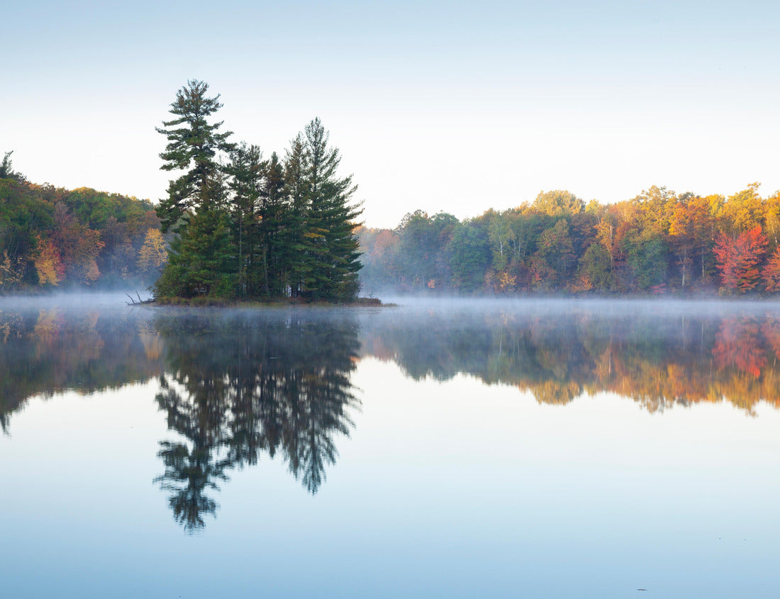 Noah Jigsaw Puzzle Beautiful, quiet lake with trees in fall and a small island in northern Minnesota at dawn 1000 Pieces