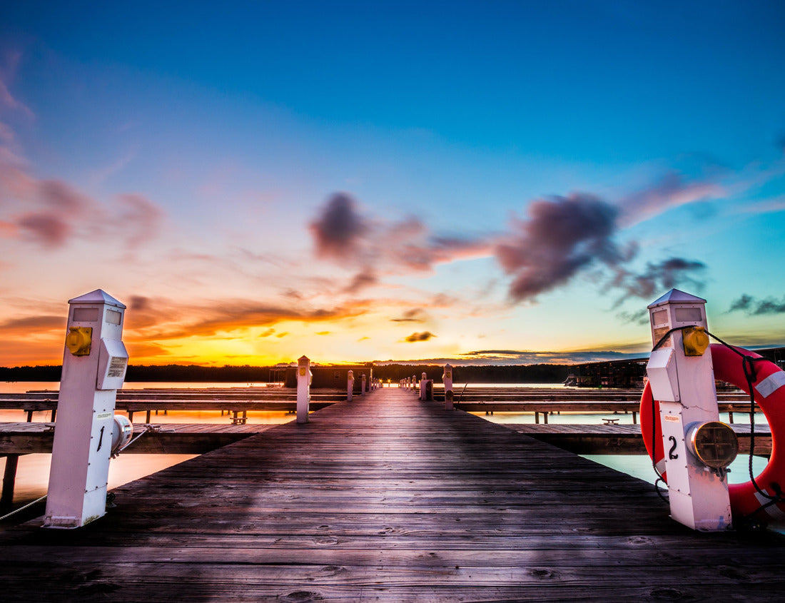 Sunset at Midway Marina, Fulton Mississippi A marina is a dock or basin with moorings and facilities for yachts and small boats 1000pc Puzzle
