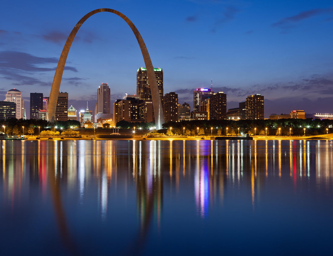 Noah Jigsaw Puzzle City of St. Louis skyline. Image of St. Louis downtown with Gateway Arch at twilight 1000 Pieces