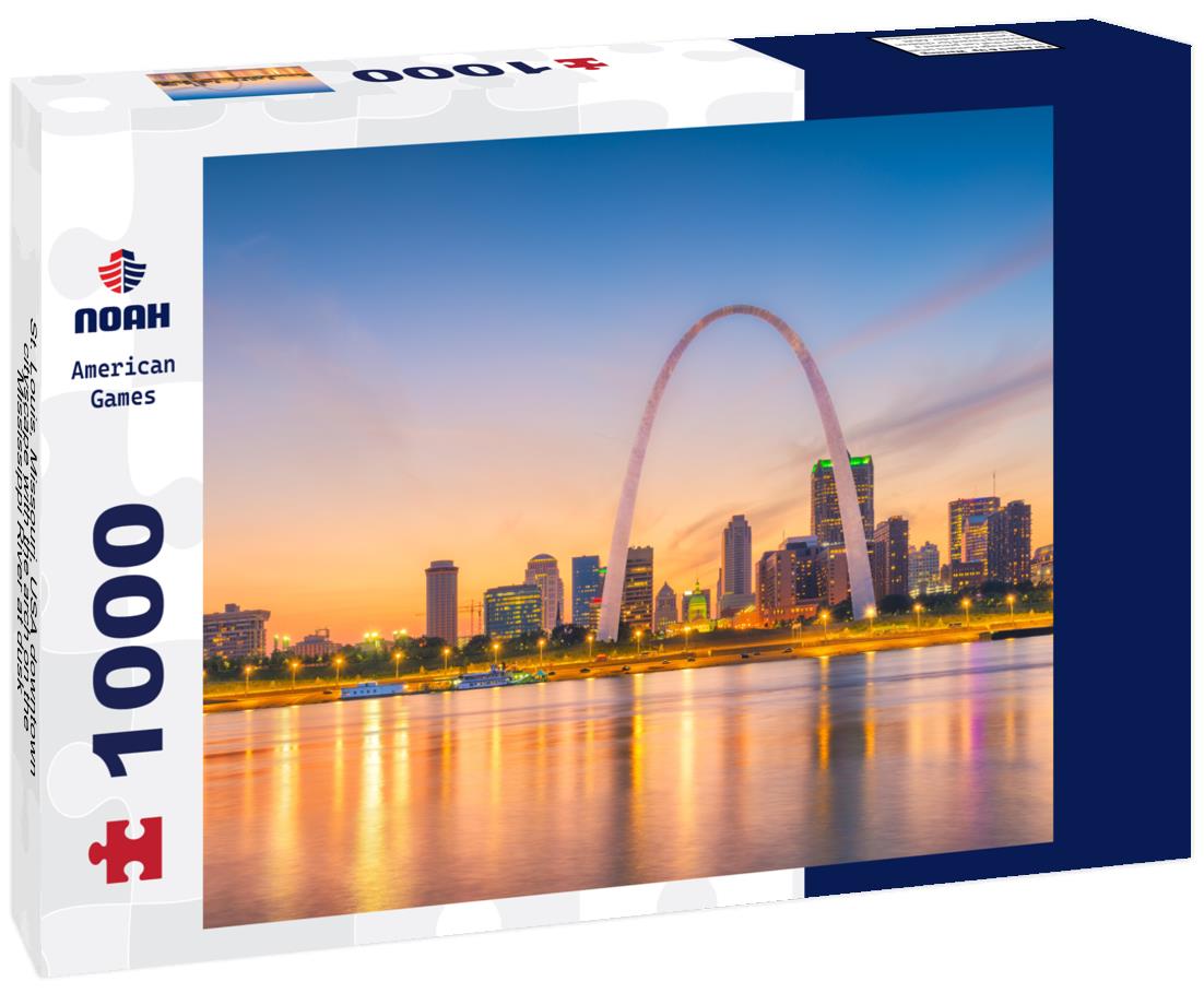 St. Louis, Missouri, USA downtown cityscape with the arch on the Mississippi River at dusk 1000pc Puzzle