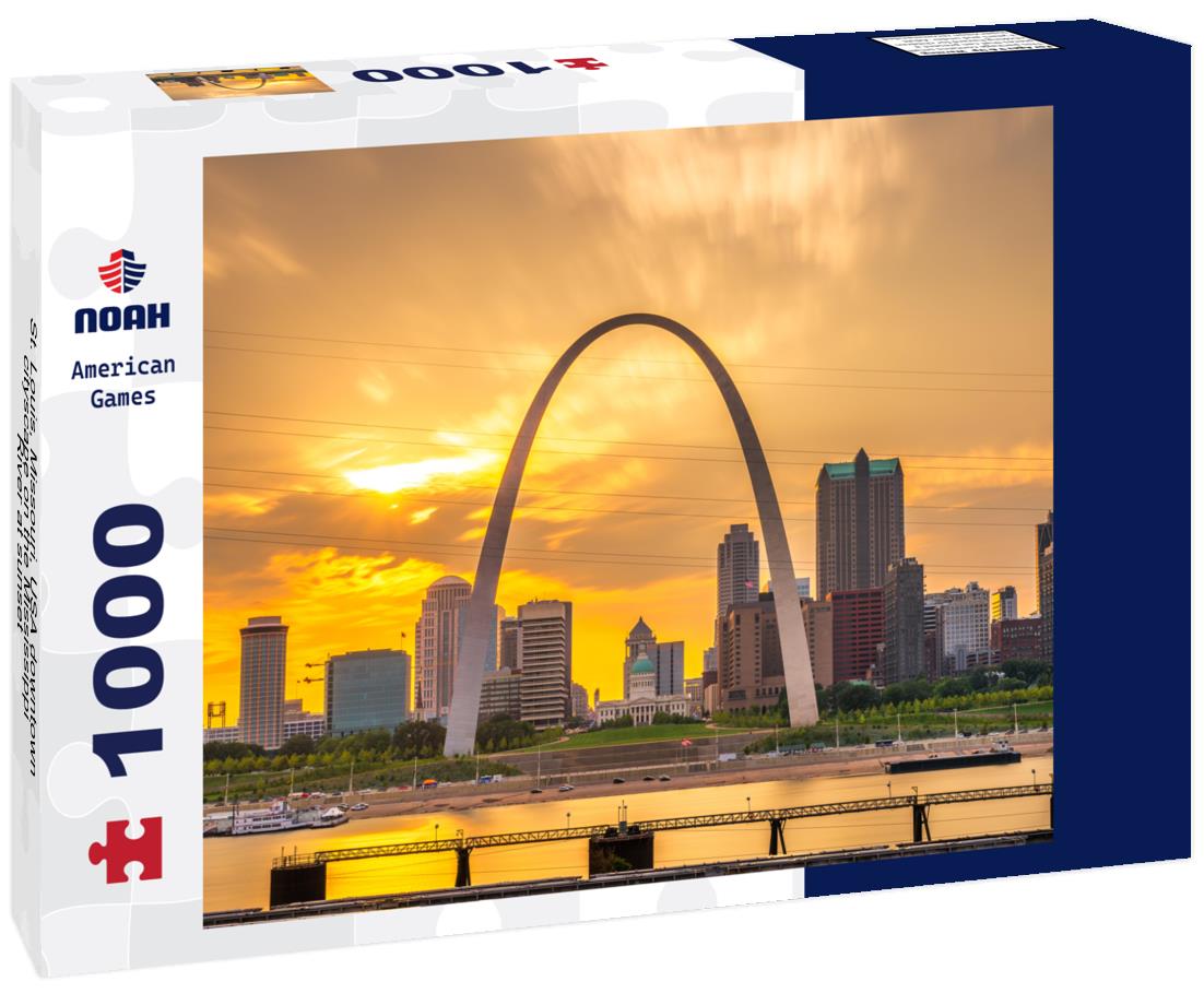 St. Louis, Missouri, USA downtown cityscape on the Mississippi River at sunset 1000pc Puzzle