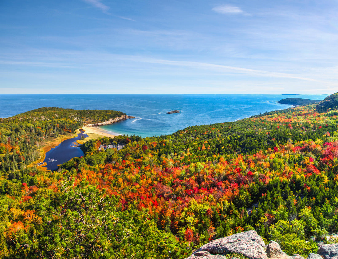 Noah Jigsaw Puzzle Panoramic view of the stunning fall colors and blue waters of the bay in Acadia National Park 1000 Pieces
