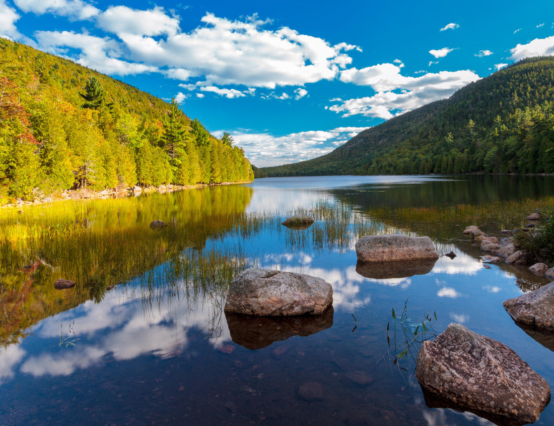 Noah Jigsaw Puzzle peaceful pond in Acadia national park, blue cloudy skies and morning light 1000 Pieces