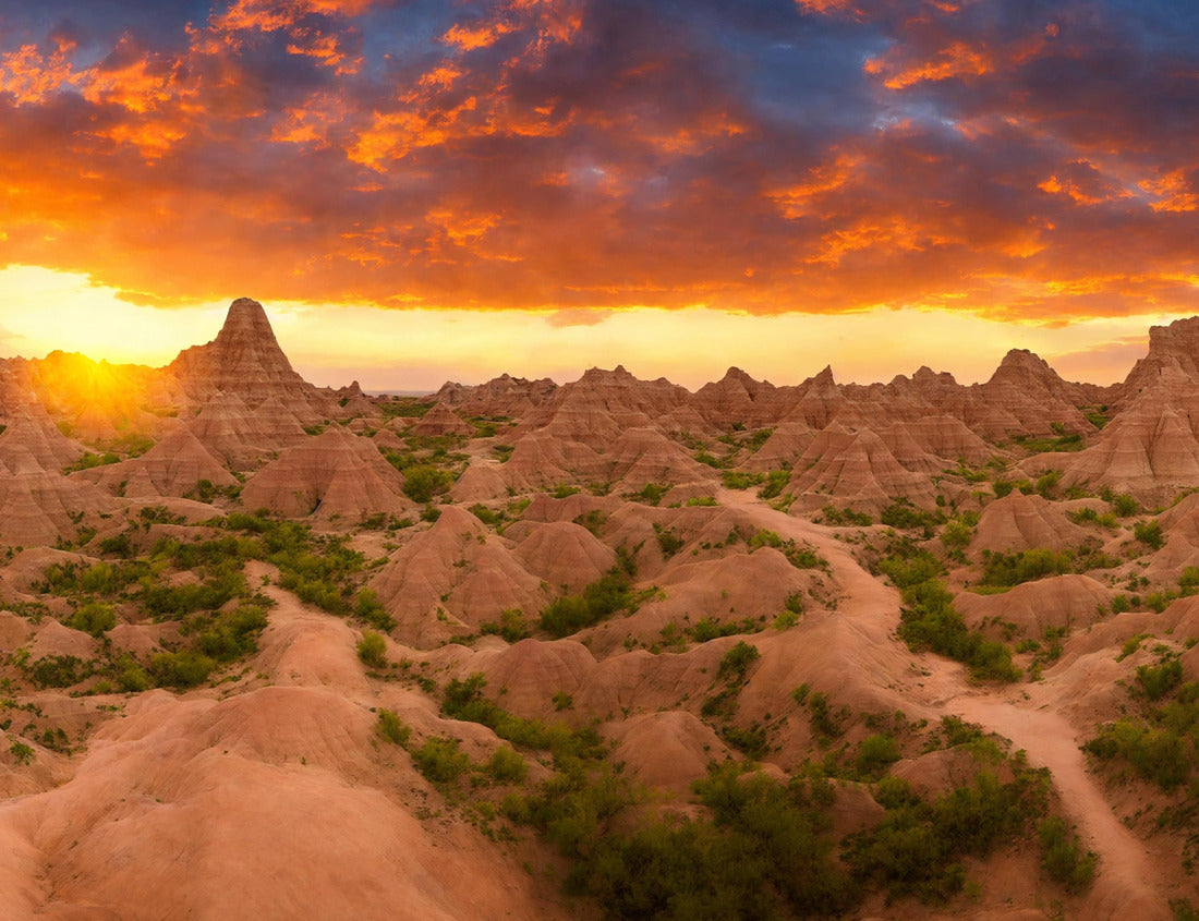 Noah Jigsaw Puzzle The Badlands National Park, South Dakota at sunset with high rock formations - beautiful landscape panorama 1000 Pieces