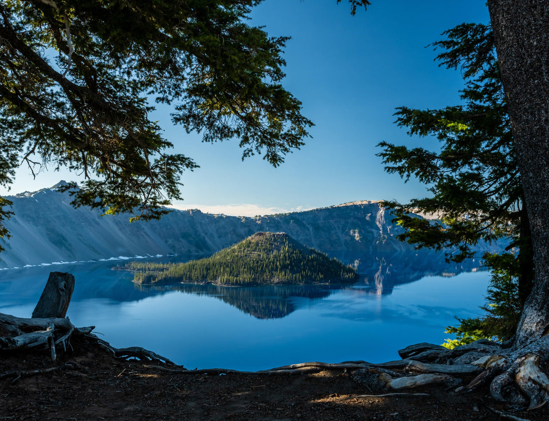 Noah Jigsaw Puzzle Reflective Blue Waters of Crater Lake between pine trees in summer 1000 Pieces