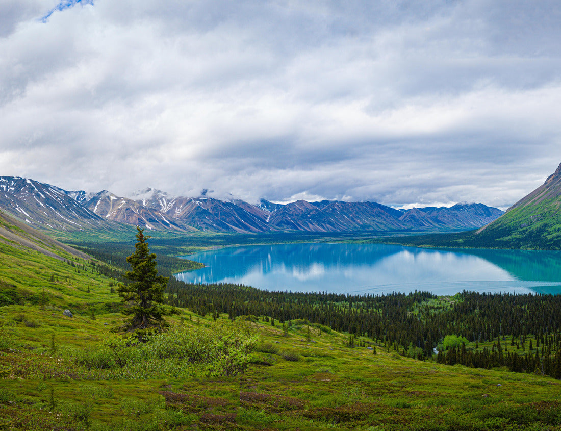Noah Jigsaw Puzzle Upper Twin Lake at Twin Lakes near Dick Proenneke's Cabin in Lake Clark National Park and Preserve. Panoramic view Falls Mountain, Waterfall Canyon, Allen Mountain reflect in turquoise, glacial water 1000 Pieces