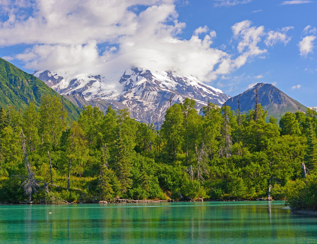 Noah Jigsaw Puzzle Glaciated Mt Redoubt Volcano Looming in the Distance over Crescent Lake in Lake Clark National Park in Alaska 1000 Pieces