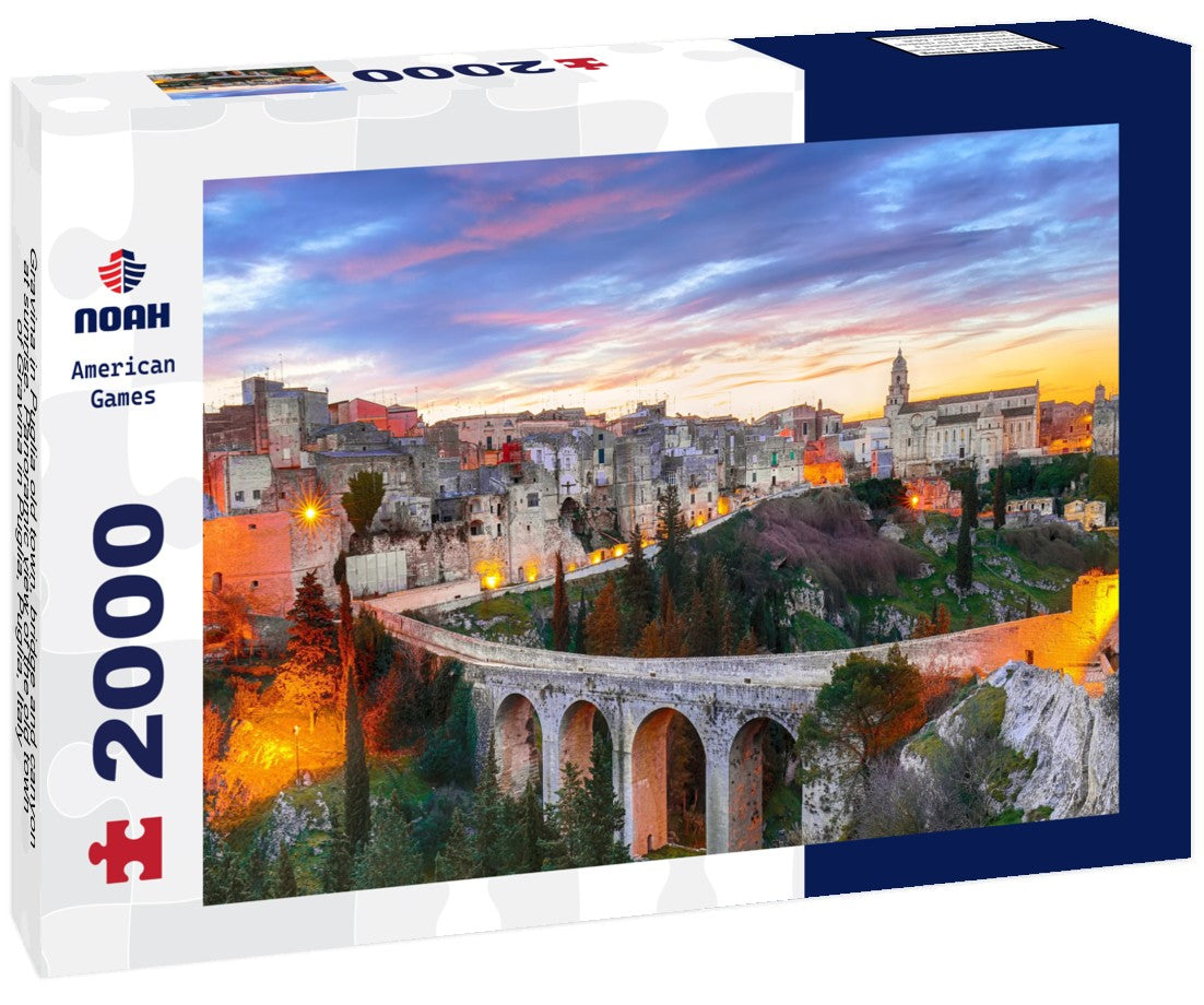 Gravina in Puglia old town, bridge and canyon at sunrise. the old town of Gravina in Puglia, Puglia, Italy 2000pc Puzzle