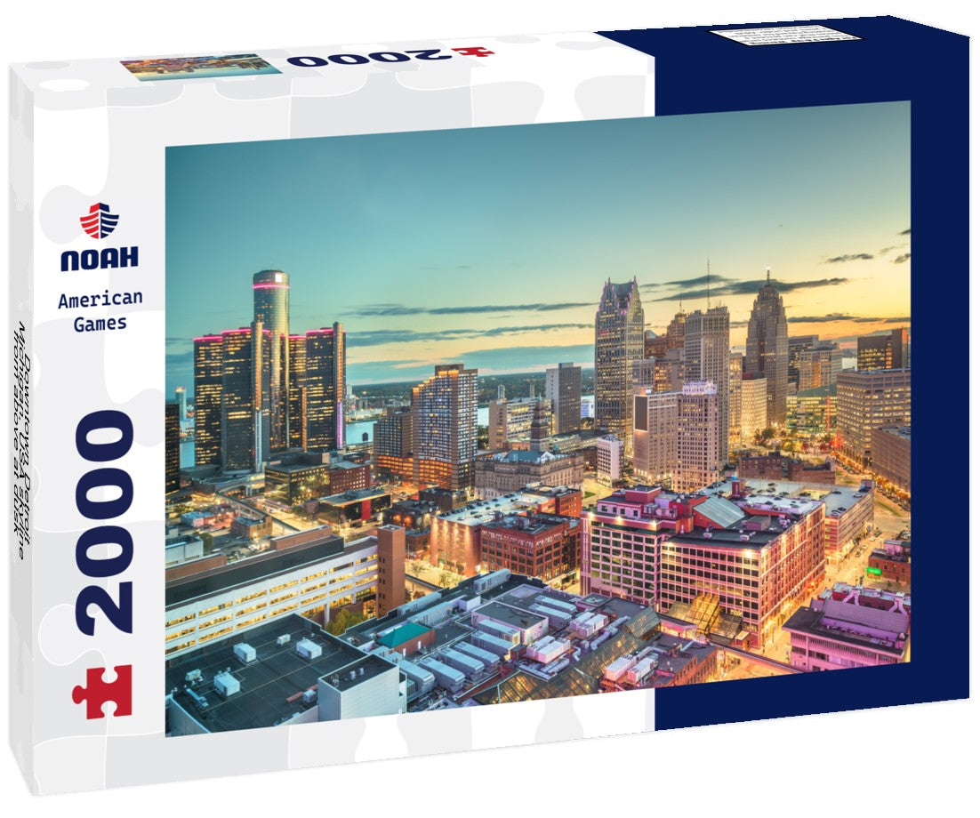 Downtown Detroit, Michigan, USA skyline from above at dusk 2000pc Puzzle
