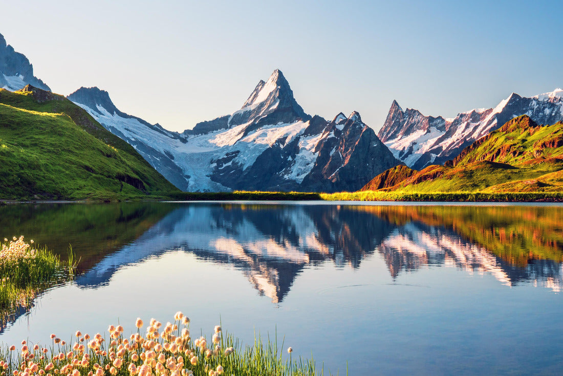 Sunrise at Berner Höhe over Bachalpsee. Highest peaks Eiger, Jungfrau and Faulhorn in famous location. Switzerland Alps, Grindelwald valley 2000pc Puzzle