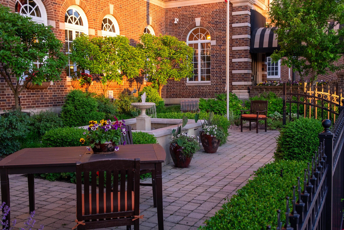 The sun setting over this beautiful sitting garden in downtown Holland Michigan 2000pc Puzzle