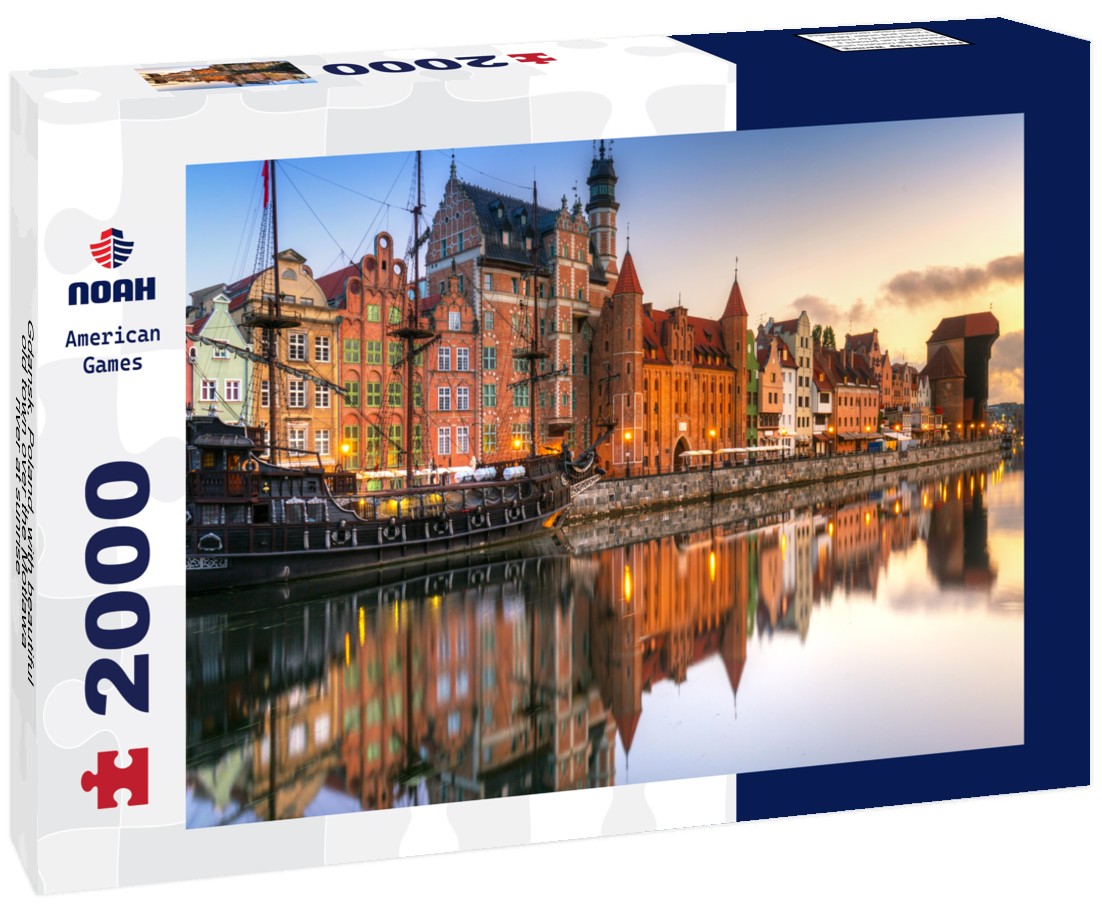 Gdansk, Poland, with beautiful old town over the Motlawa river at sunrise 2000pc Puzzle