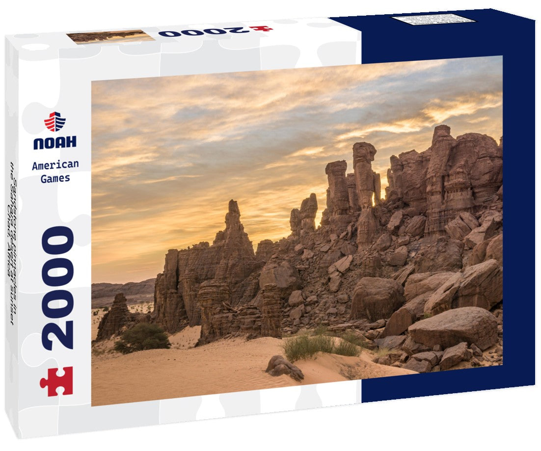 Sandstone pinnacles in the Sahara desert at sunset, Chad, Africa 2000pc Puzzle