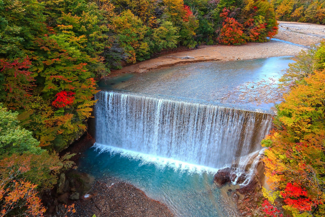Beautiful landscape with waterfall and colorful leaves in the fall bloom. Matsu River, Hachimantai, Iwate Prefecture 2000pc Puzzle