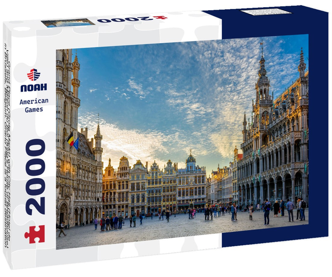Grand Place (Grote Markt) with City Hall (Hotel de Ville) and Maison du Roi (King's House or Breadhouse) in Brussels, Belgium. Grand Place is a tourist destination in Brussels. Cityscape of Brussels 2000pc Puzzle