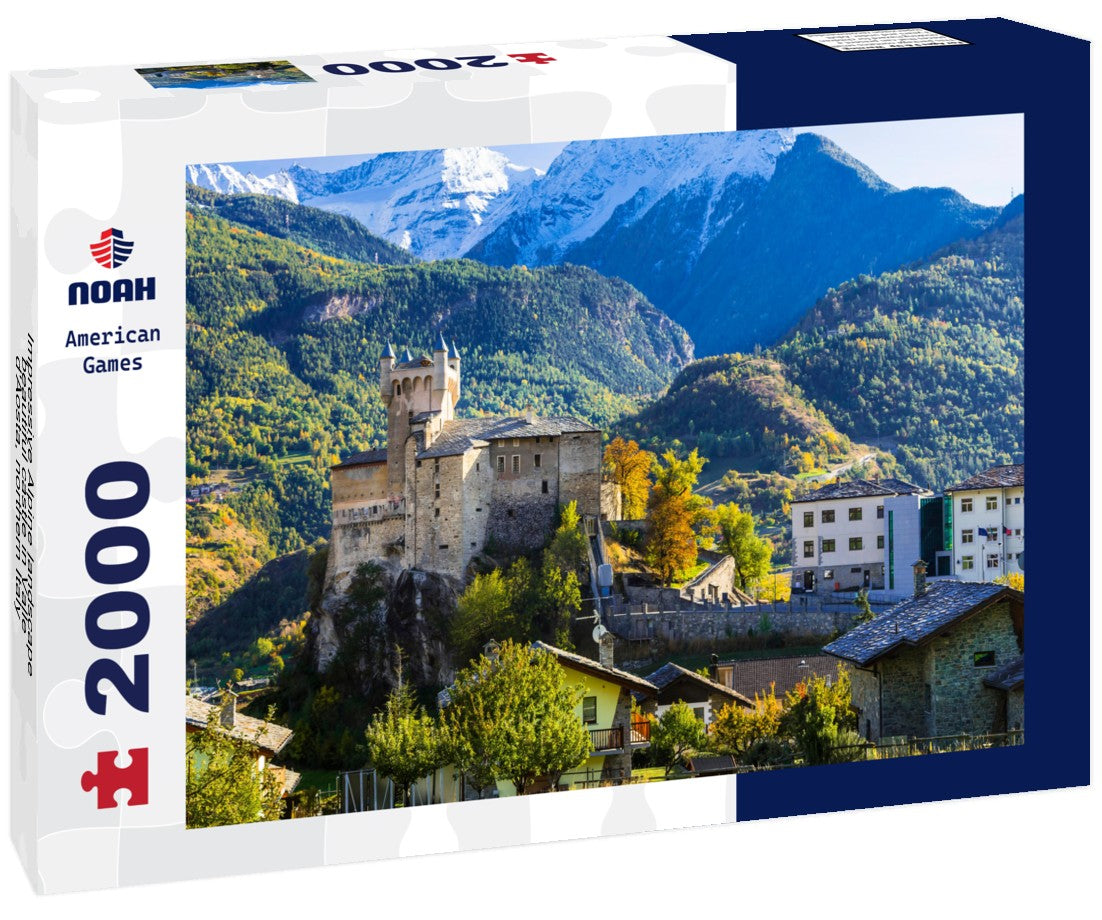 Impressive Alpine landscape, beautiful castle in Valle d'Aosta, northern Italy 2000pc Puzzle