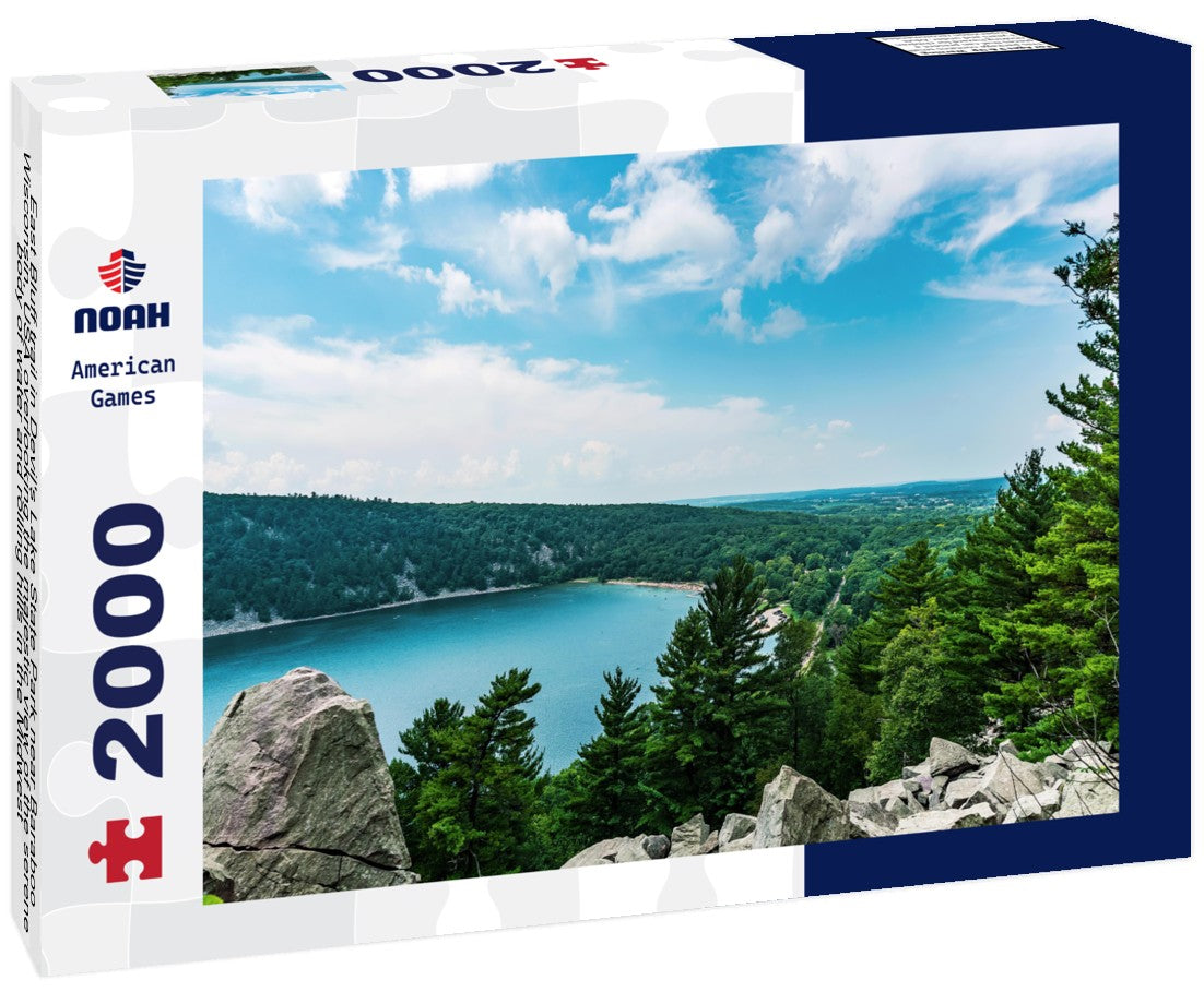 East Bluff trail in Devil's Lake State Park near Baraboo, Wisconsin, USA overlooking the majestic view of the serene body of water and rolling hills in the Midwest 2000pc Puzzle