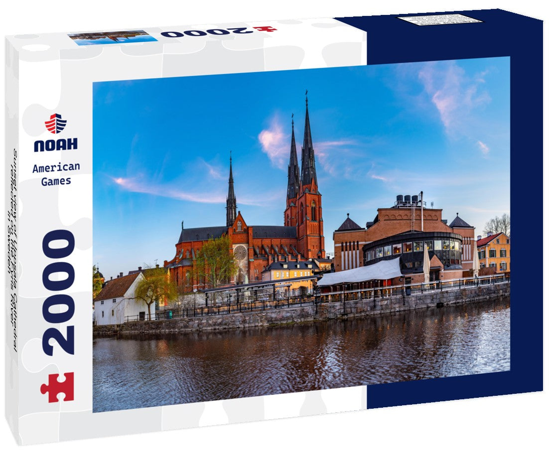 Sunset view of Uppsala Cathedral reflected on the Fyris River in Sweden 2000pc Puzzle