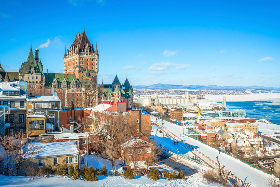 Old Quebec with the famous Chateau Frontenac and Dufferin Terrace against the St. Lawrence River in winter, a National Historic Site of Canada, the most famous landmark of Quebec 2000pc Puzzle