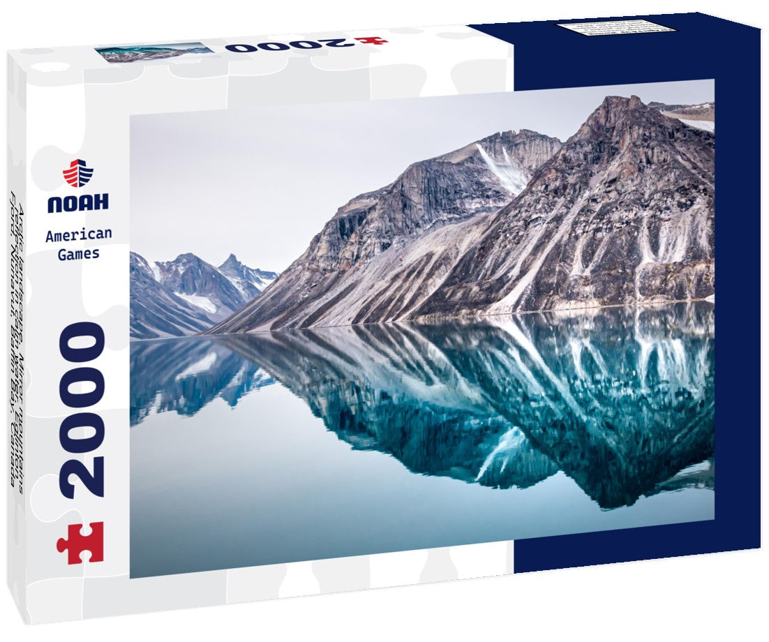 Arctic landscape, Mirror mountains reflection in calm water, Eglinton Fjord, Nunavut, Baffin Bay, Canada 2000pc Puzzle