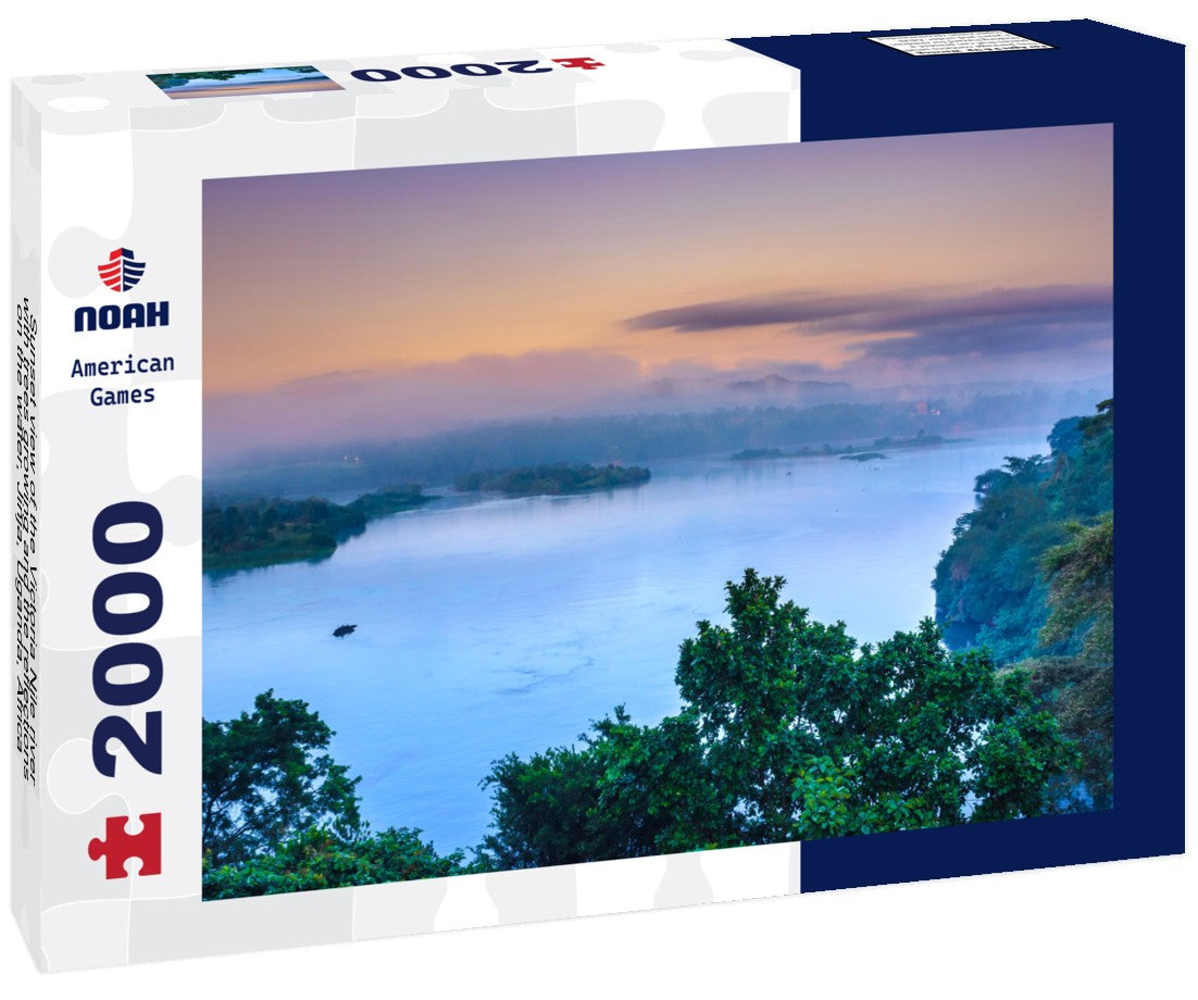 Sunset view of the Victoria Nile river, with trees growing and the reflections on the water, Jinja, Uganda, Africa 2000pc Puzzle