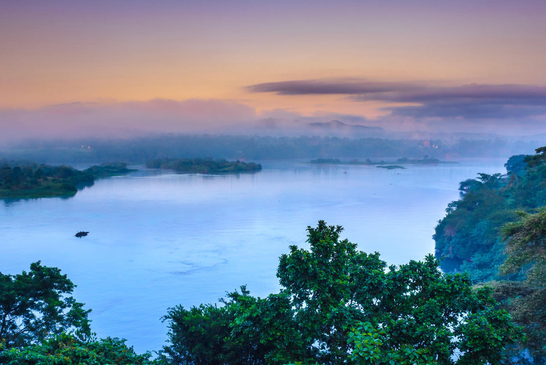 Sunset view of the Victoria Nile river, with trees growing and the reflections on the water, Jinja, Uganda, Africa 2000pc Puzzle