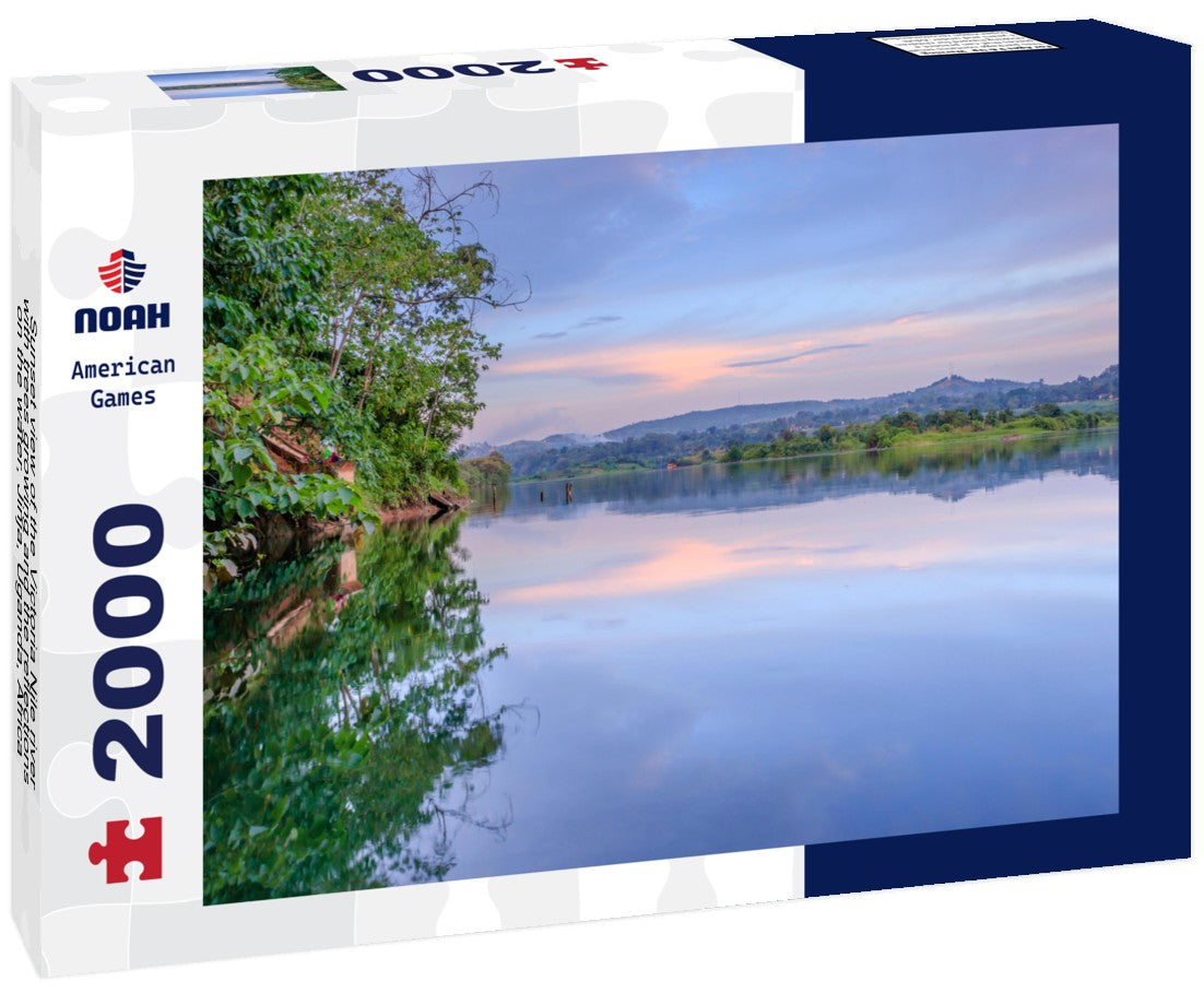 Sunset view of the Victoria Nile river, with trees growing and the reflections on the water, Jinja, Uganda, Africa 2000pc Puzzle
