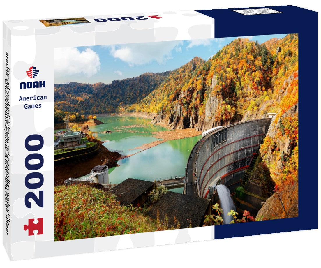 The vibrant fall foliage colors on the rock cliffs around the Hoheikyo Dam in a beautiful gorge under environmental protection in Shikotsu-Toya National Park in Sapporo, Hokkaido, Japan 2000pc Puzzle