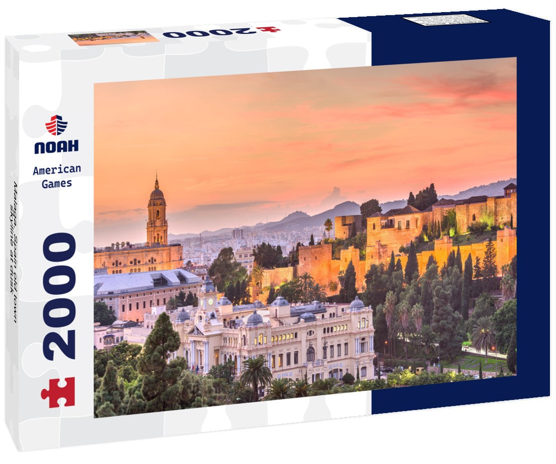 Malaga, Spain old town skyline at dusk 2000pc Puzzle