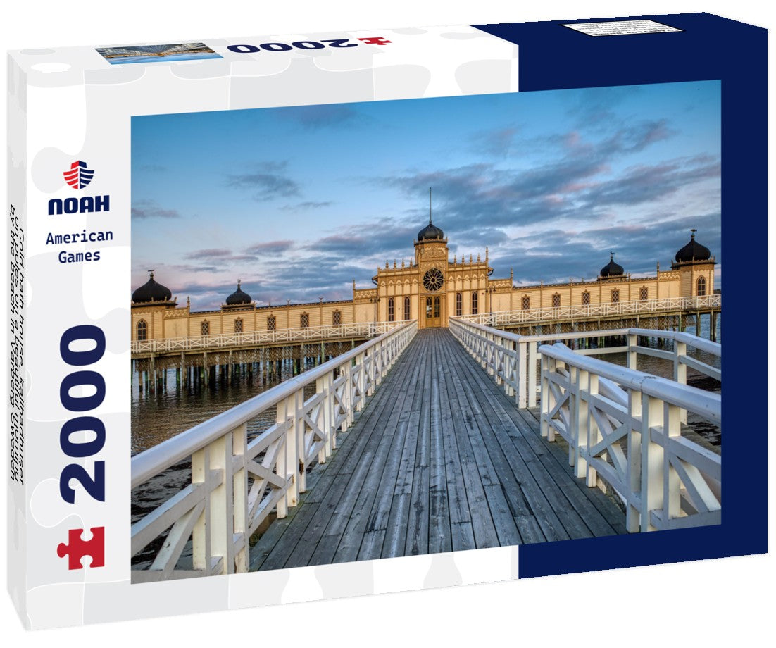 Cold bath house, kallbadhuset, on poles on a beautiful morning by the beach in Varberg Sweden 2000pc Puzzle