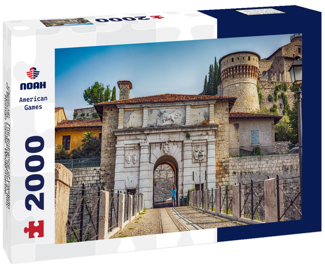 Close-up. The entrance of Castello of Brescia, Lombardy region in Italy. Roman castle. White marble 2000pc Puzzle