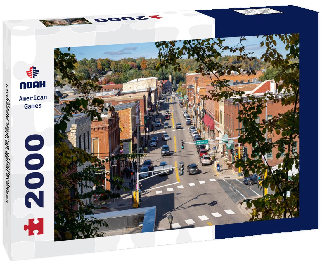 Cityscape view of Stillwater Minnesota from an aerial overlook in the fall 2000pc Puzzle