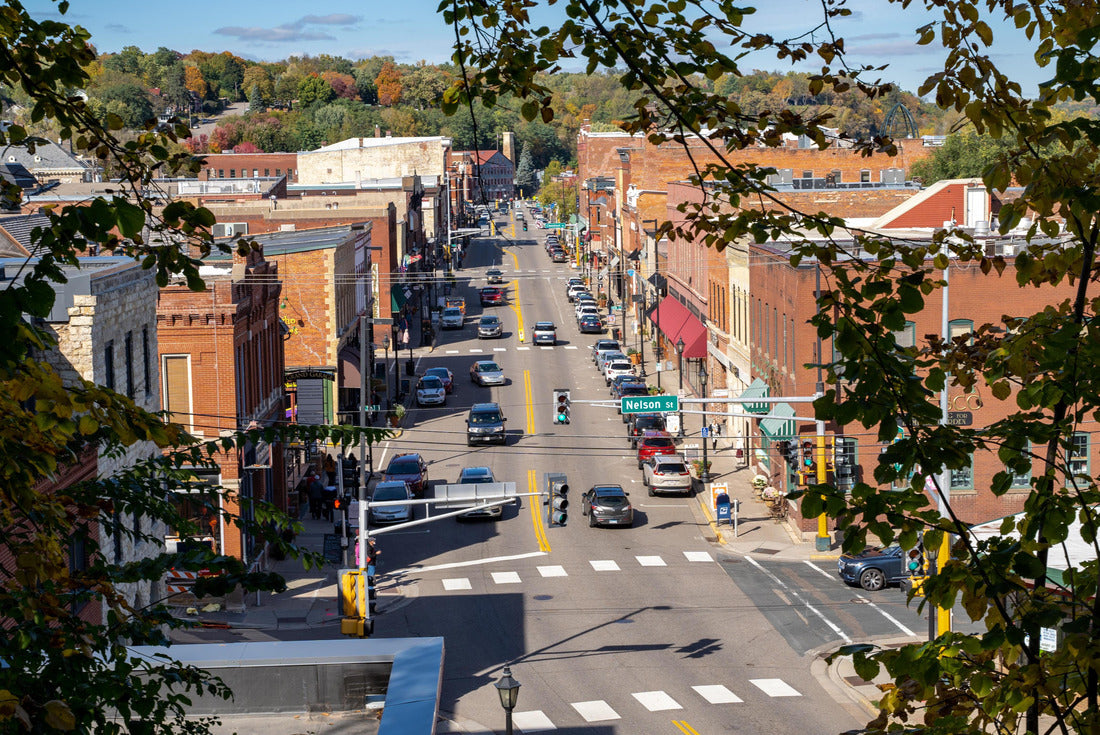 Cityscape view of Stillwater Minnesota from an aerial overlook in the fall 2000pc Puzzle