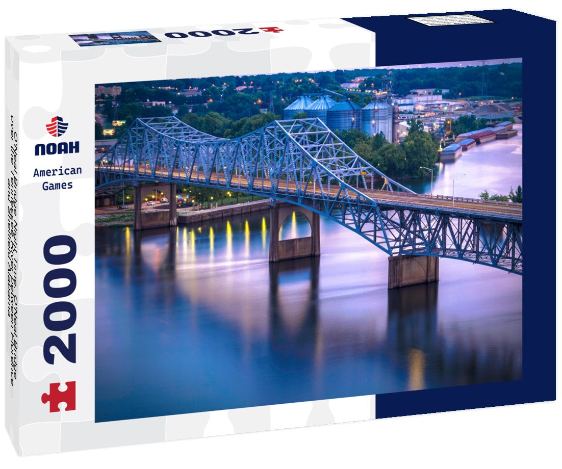O'Neal Bridge Night Time. O'Neal Bridge over the Tennessee River between Florence and Sheffield Alabama 2000pc Puzzle