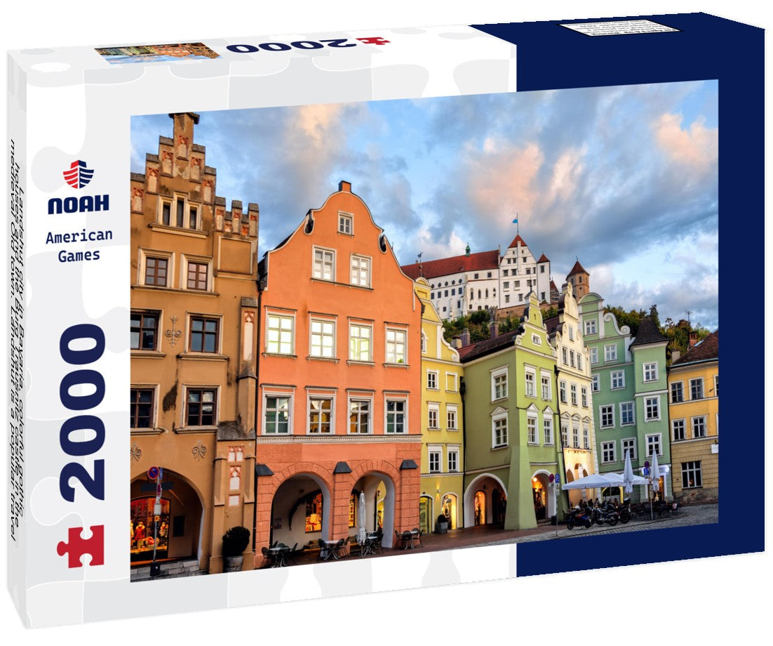 Landshut city in Bavaria, colorful gothic houses and the Burg Trausnitz castle in the medieval Old town. Landshut is a popular travel destination near Munich, Germany 2000pc Puzzle