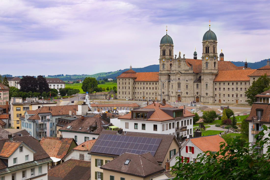 Noah Jigsaw Puzzle Village Einsiedeln, main religious pilgrimage center in Switzerland. View of center of town and Benedictine monastery ( Einsiedeln Abbey). Tourist destination 2000 pieces