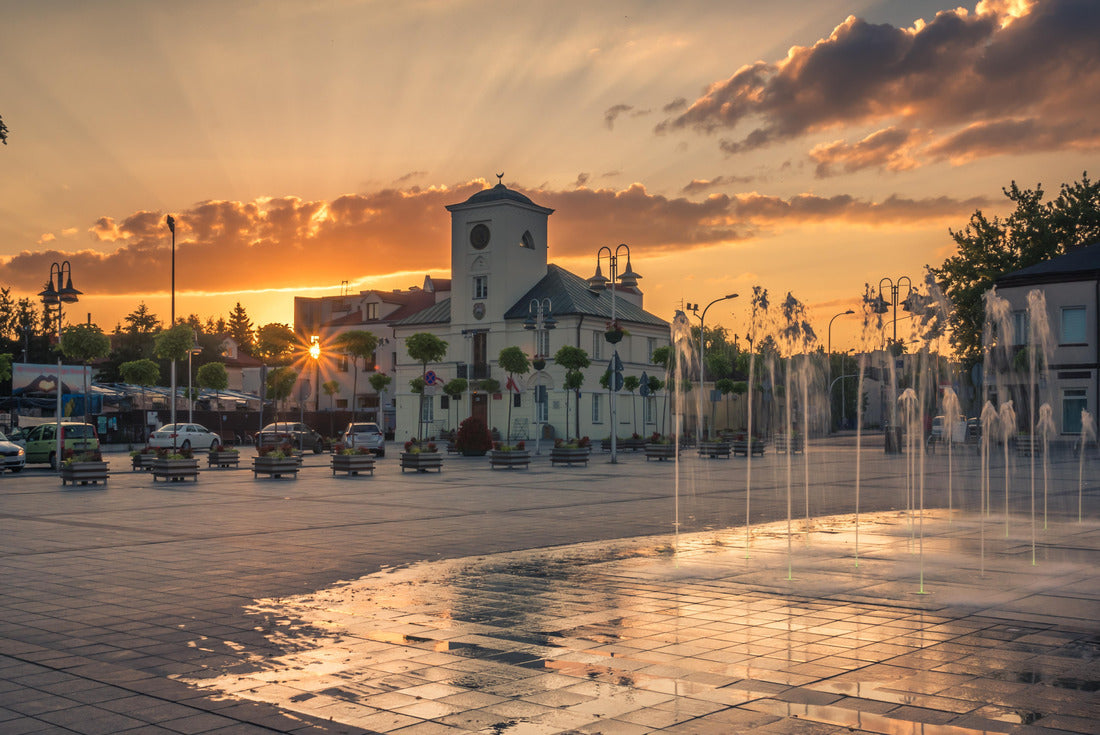 Sunset over the main square in Piaseczno city, Poland 2000pc Puzzle