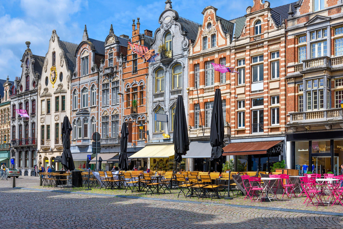 Old street with tables of cafe in Mechelen, Belgium. Mechelen is a city and municipality in the province of Antwerp, Flanders, Belgium 2000pc Puzzle