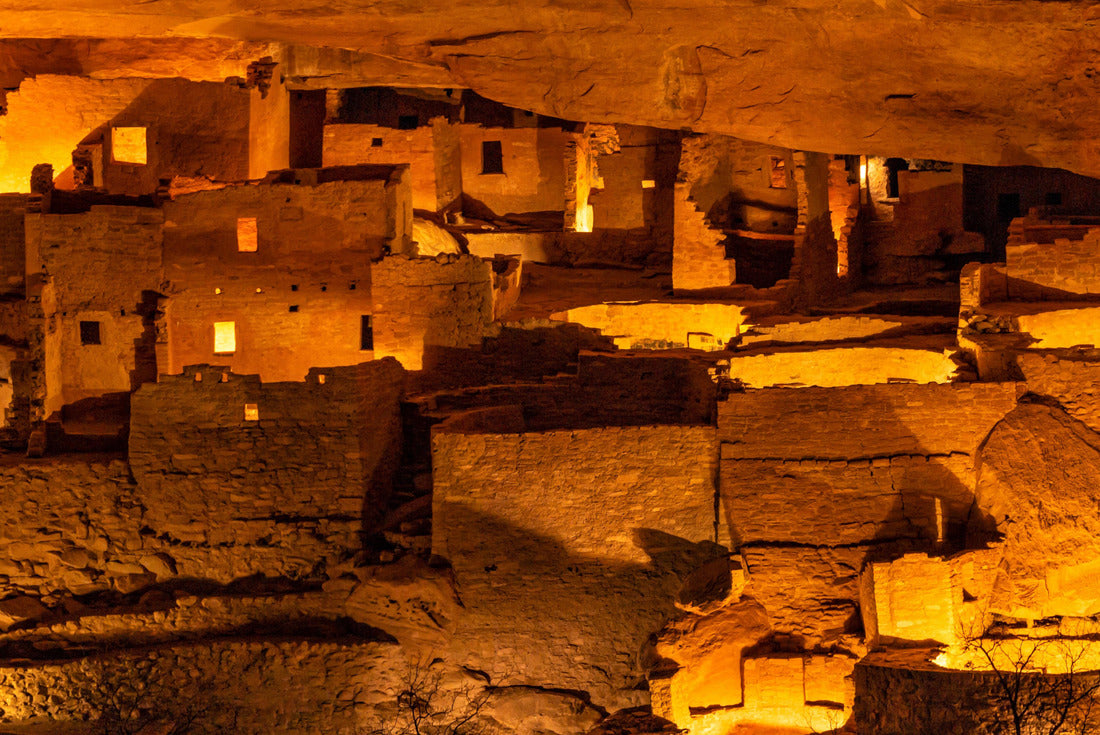 Cliff Palace, the largest cliff dwelling in North America, illuminated once a year during the Luminaria Festival in Mesa Verde National Park, Colorado 2000pc Puzzle