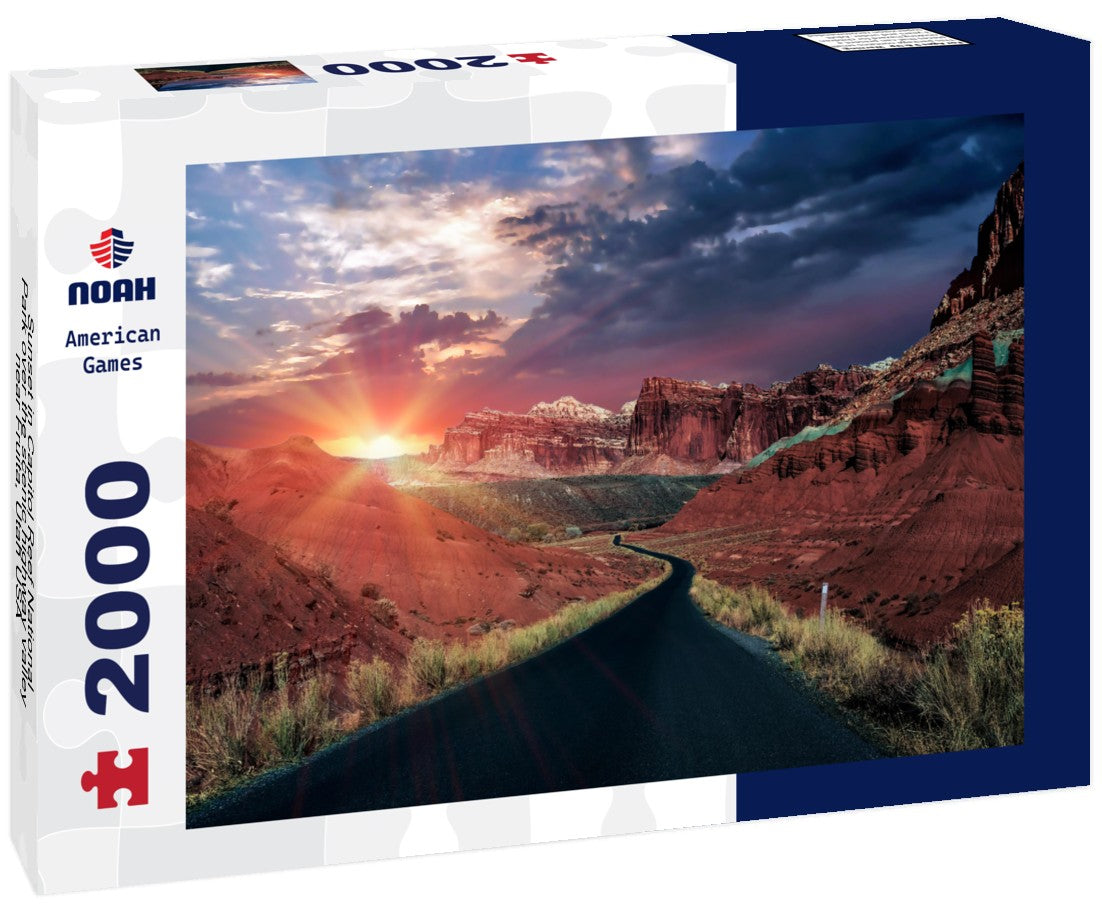 Sunset in Capitol Reef National Park over the scenic highway valley near Fruita, Utah USA 2000pc Puzzle